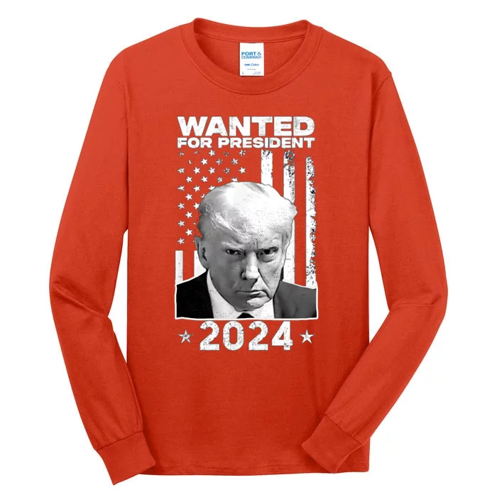 Donald Trump Mug Shot Wanted For U.S. President 2024 Tall Long Sleeve T-Shirt