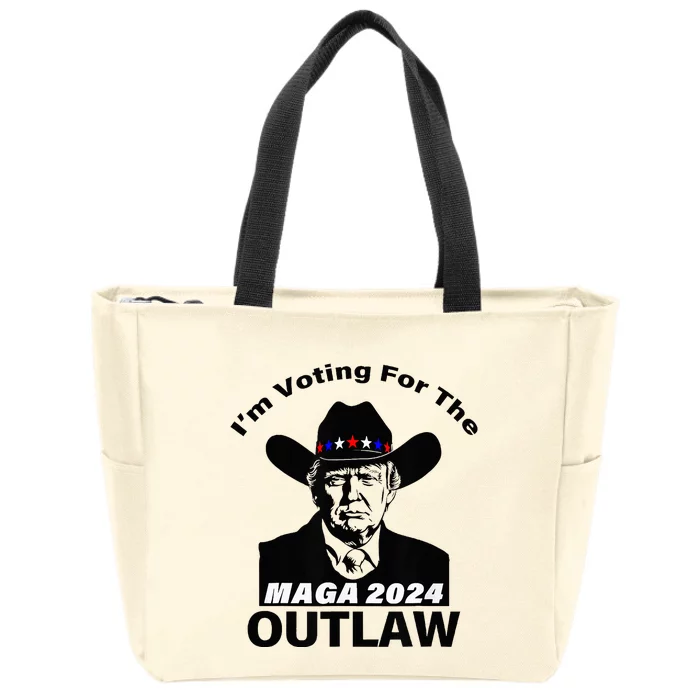 Donald Trump Maga IM Voting For The Outlaw 2024 President Zip Tote Bag