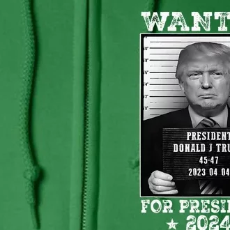 Donald Trump Mug Shot Wanted For U.S. President 2024 Full Zip Hoodie