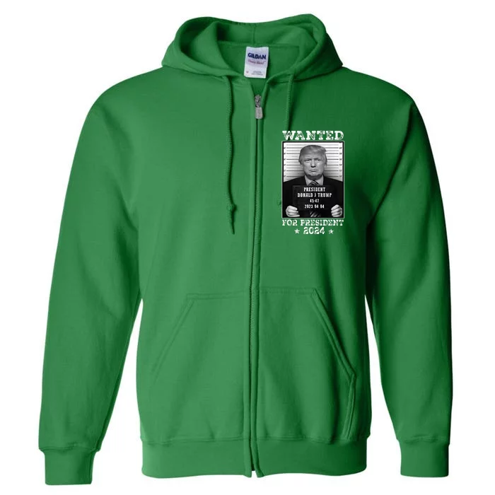 Donald Trump Mug Shot Wanted For U.S. President 2024 Full Zip Hoodie