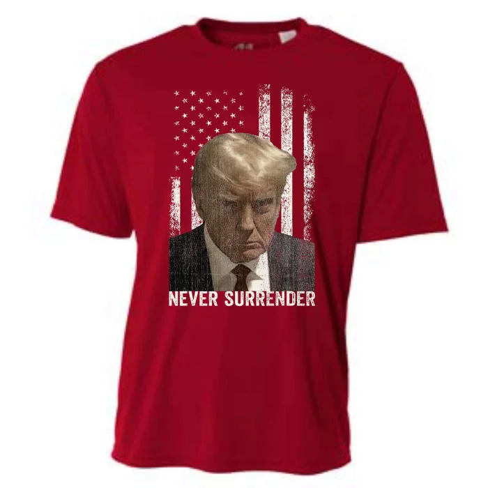 Donald Trump Mugshot Never Surrender Cooling Performance Crew T-Shirt