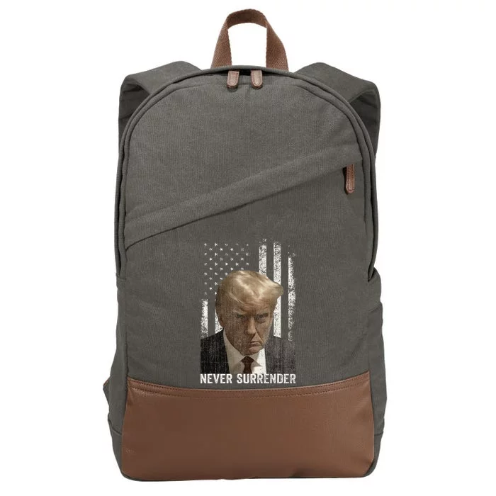 Donald Trump Mugshot Never Surrender Cotton Canvas Backpack