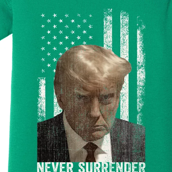 Donald Trump Mugshot Never Surrender Baby Bodysuit