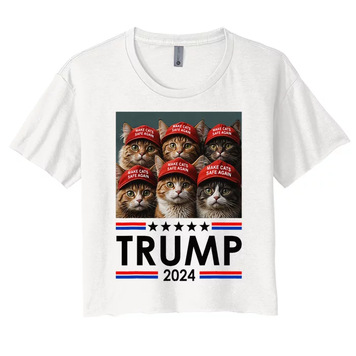 Donald Trump Make Cats Safe Again 2024 Women's Crop Top Tee