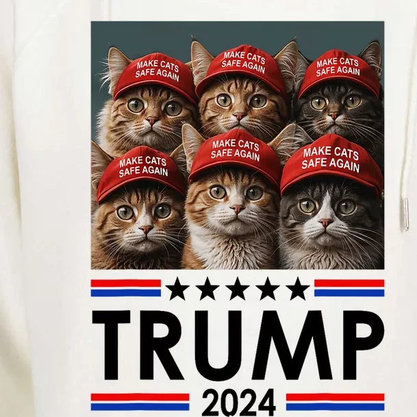 Donald Trump Make Cats Safe Again 2024 Debate Funny Womens Funnel Neck Pullover Hood