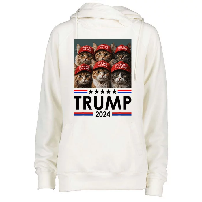 Donald Trump Make Cats Safe Again 2024 Debate Funny Womens Funnel Neck Pullover Hood