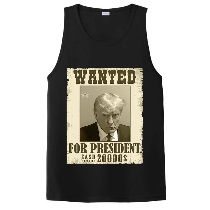 Donald Trump Mug Shot Wanted For Presidents Election Funny Performance Tank