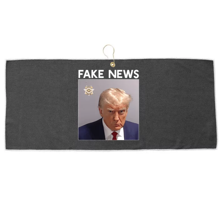 Donald Trump Mugshot | Trump Mug Shot Fake News Large Microfiber Waffle Golf Towel