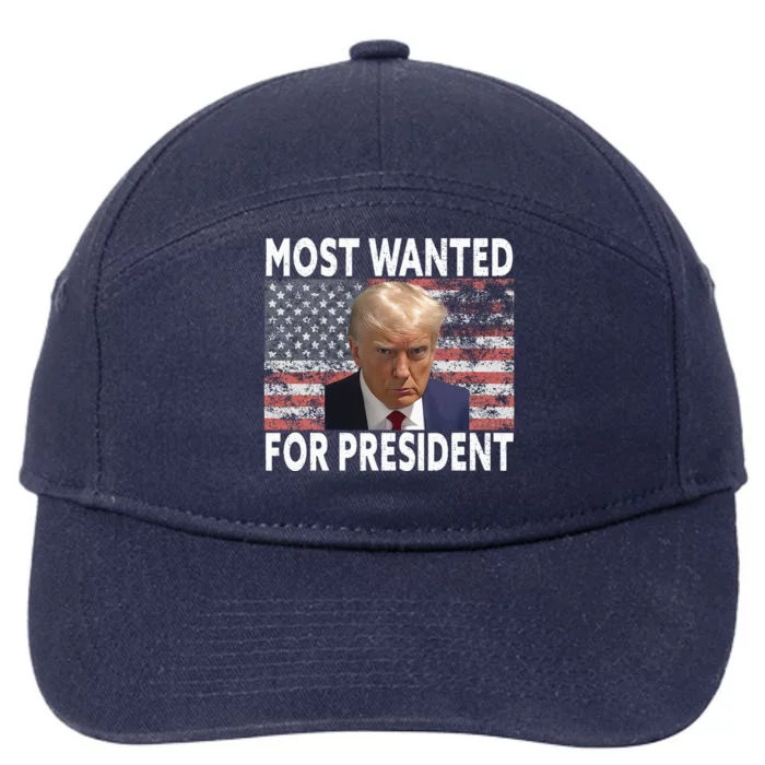 D.onald Trump Most Wanted For President 2024 Pro M.ugshot 7-Panel Snapback Hat