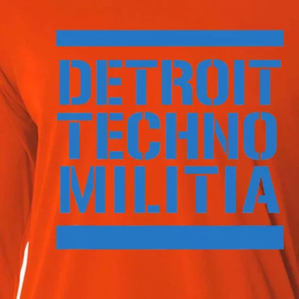 Detroit Techno Militia Blue Logo Cooling Performance Long Sleeve Crew