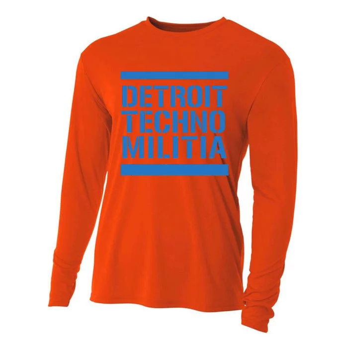 Detroit Techno Militia Blue Logo Cooling Performance Long Sleeve Crew