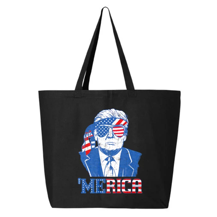 Donald Trump Merica Trump Sunglass Us Flag 4th Of July 25L Jumbo Tote