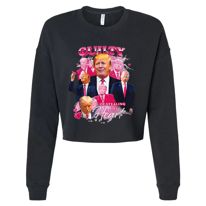 Donald Trump Mug Shot Guilty Of Stealing My Heart Cropped Pullover Crew