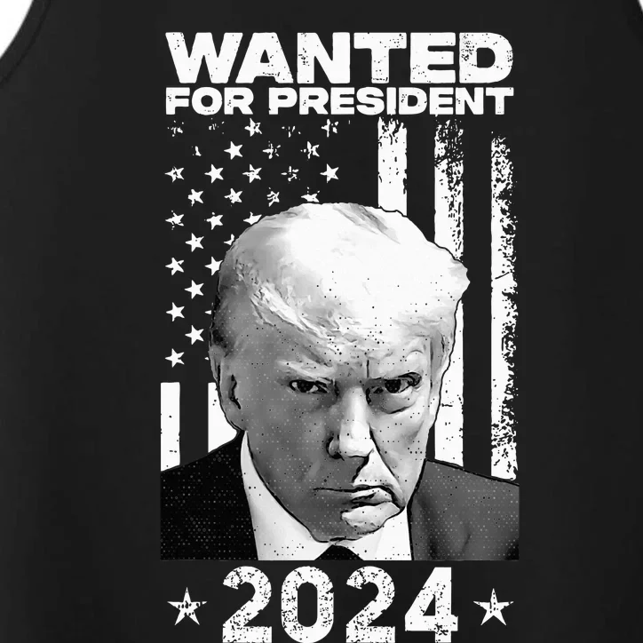 D.onald Trump Mug Shot Wanted For U.S. President 2024 Performance Tank