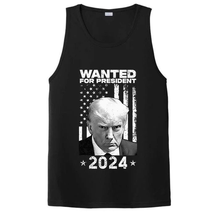 D.onald Trump Mug Shot Wanted For U.S. President 2024 Performance Tank