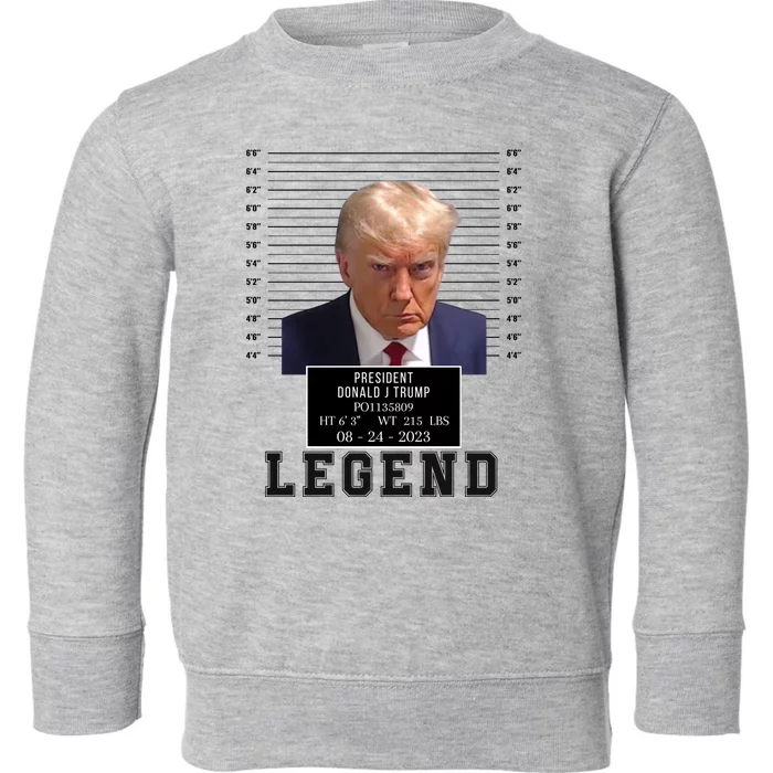 Donald Trump Mug Shot Donald Trump Legend Free Donald Trump Mugshot 2024 Toddler Sweatshirt