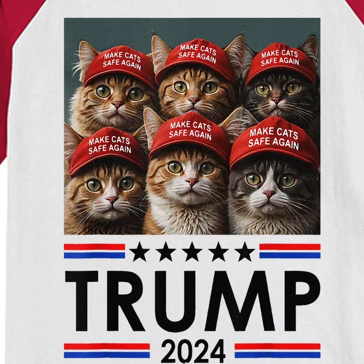 Donald Trump Make Cats Safe Again 2024 Debate Funny Kids Colorblock Raglan Jersey