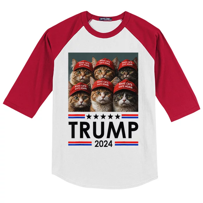 Donald Trump Make Cats Safe Again 2024 Debate Funny Kids Colorblock Raglan Jersey