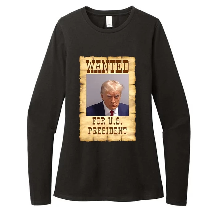 Donald Trump Mug Shot Wanted For US President Womens CVC Long Sleeve Shirt