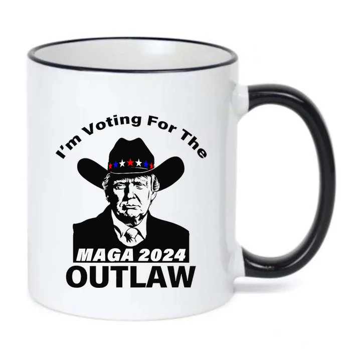 Donald Trump Maga IM Voting For The Outlaw 2024 President Black Color Changing Mug