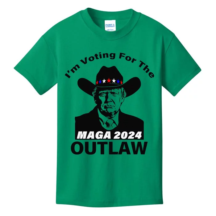 Donald Trump Maga IM Voting For The Outlaw 2024 President Kids T-Shirt