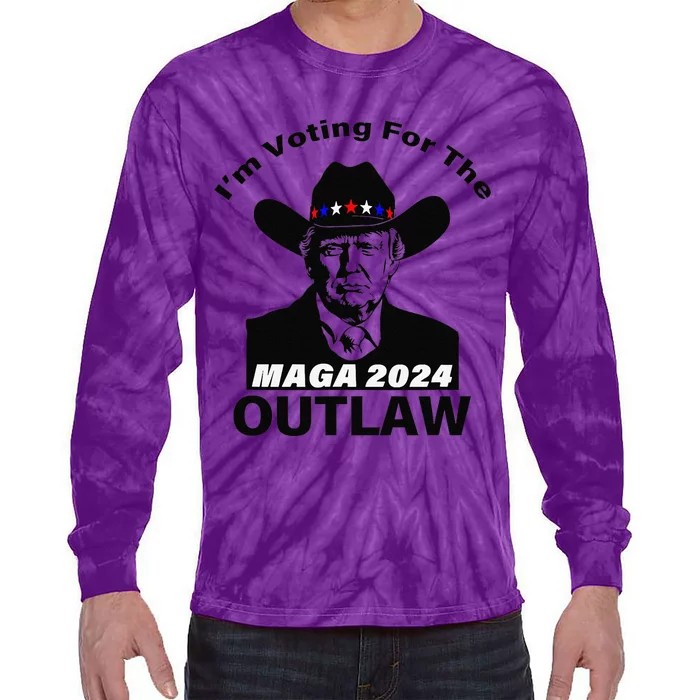 Donald Trump Maga IM Voting For The Outlaw 2024 President Tie-Dye Long Sleeve Shirt