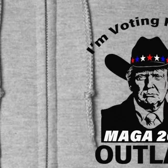 Donald Trump Maga IM Voting For The Outlaw 2024 President Full Zip Hoodie