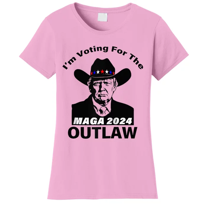 Donald Trump Maga IM Voting For The Outlaw 2024 President Raglan Women's T-Shirt