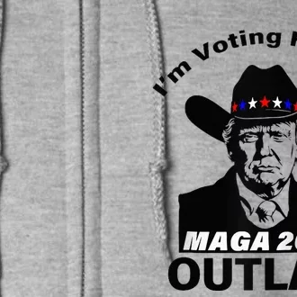 Donald Trump Maga IM Voting For The Outlaw 2024 President Raglan Full Zip Hoodie