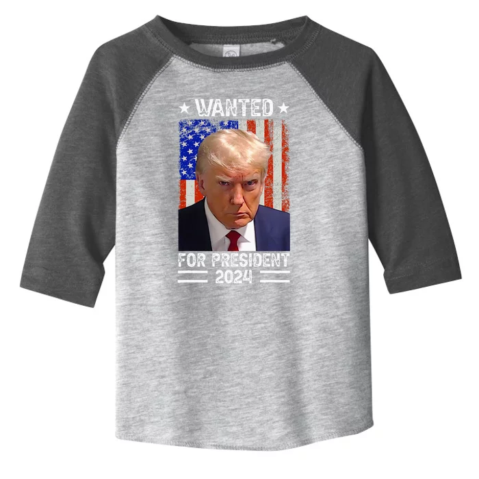 Donald Trump Mug Shot Wanted For U.S. President 2024 Toddler Fine Jersey T-Shirt