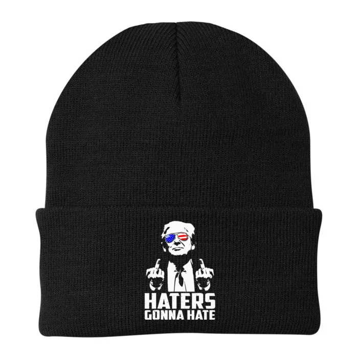 Donald Trump Middle Finger Funny Haters Gonna Hate President Knit Cap Winter Beanie