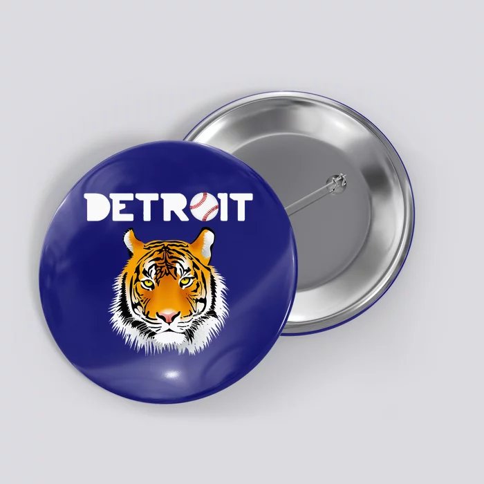 Distressed Tiger Mascot Cool Detroit Tiger Design Button