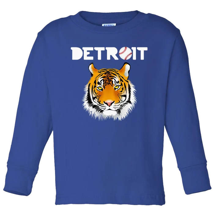 Distressed Tiger Mascot Cool Detroit Tiger Design Toddler Long Sleeve Shirt