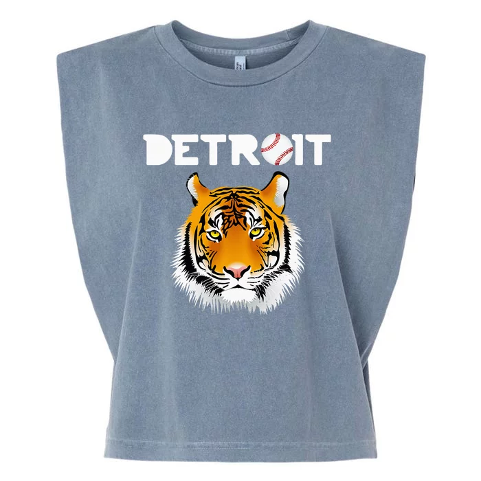 Distressed Tiger Mascot Cool Detroit Tiger Design Garment-Dyed Women's Muscle Tee