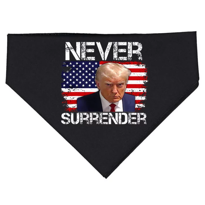 Donald Trump Mug Shot Never Surrender 2024 USA-Made Doggie Bandana