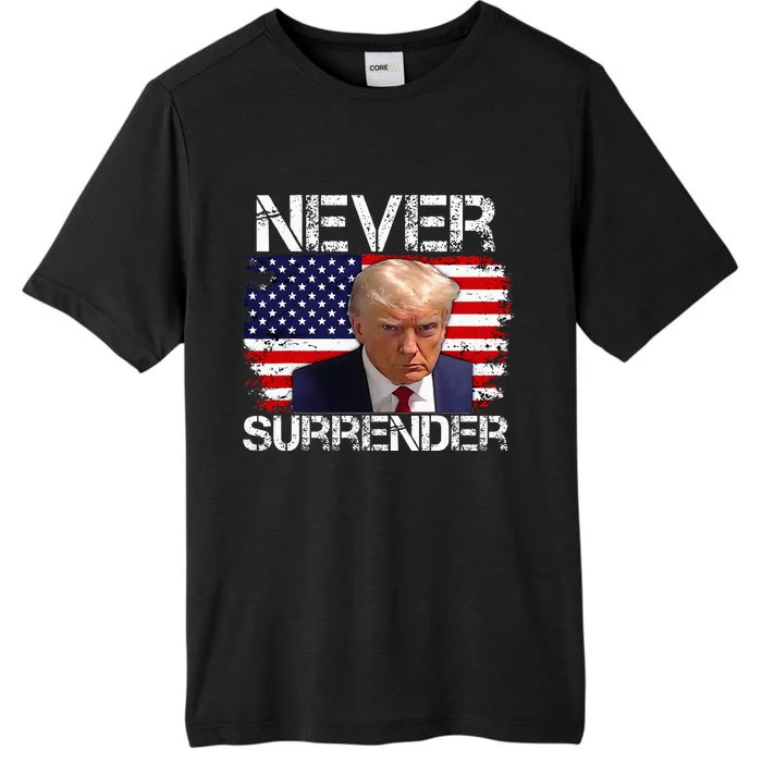 Donald Trump Mug Shot Never Surrender 2024 ChromaSoft Performance T-Shirt