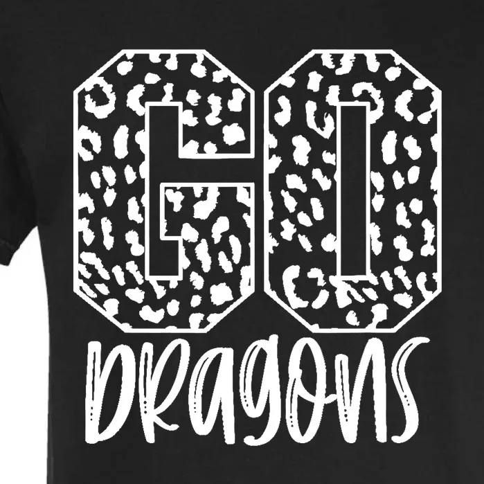 Dragons Team Mascot School Spirit Game Night Leopard Print Garment-Dyed Heavyweight T-Shirt