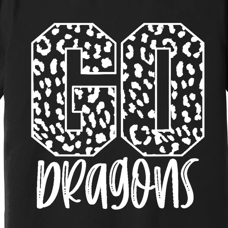 Dragons Team Mascot School Spirit Game Night Leopard Print Premium T-Shirt