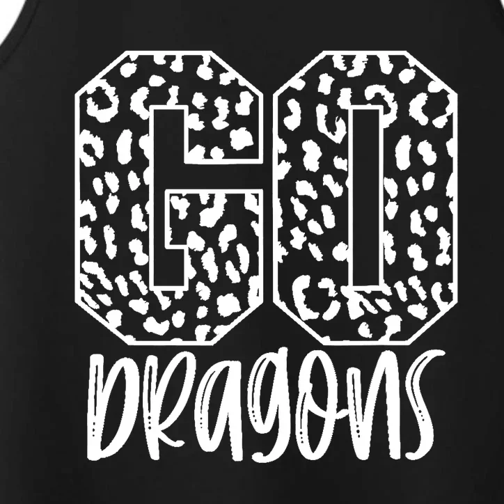 Dragons Team Mascot School Spirit Game Night Leopard Print Performance Tank