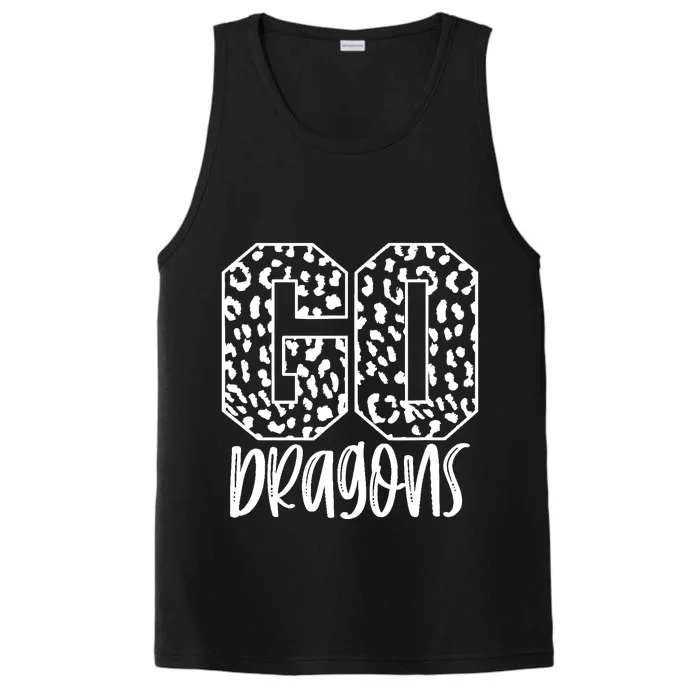 Dragons Team Mascot School Spirit Game Night Leopard Print Performance Tank