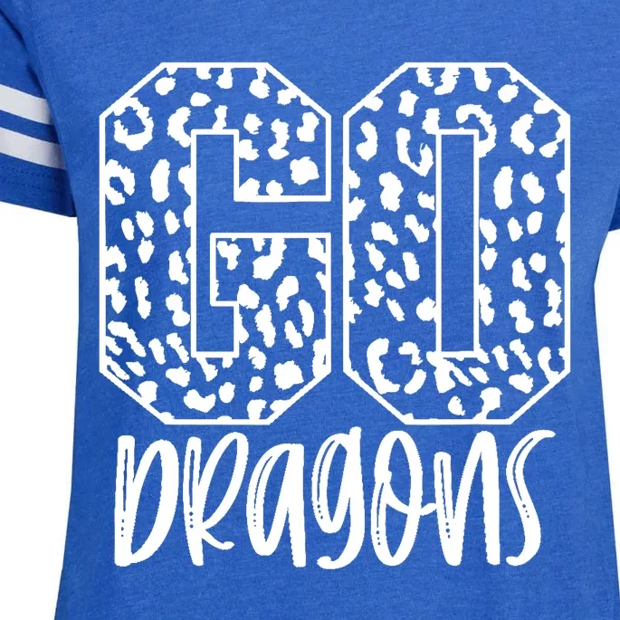 Dragons Team Mascot School Spirit Game Night Leopard Print Enza Ladies Jersey Football T-Shirt