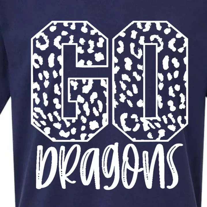 Dragons Team Mascot School Spirit Game Night Leopard Print Sueded Cloud Jersey T-Shirt