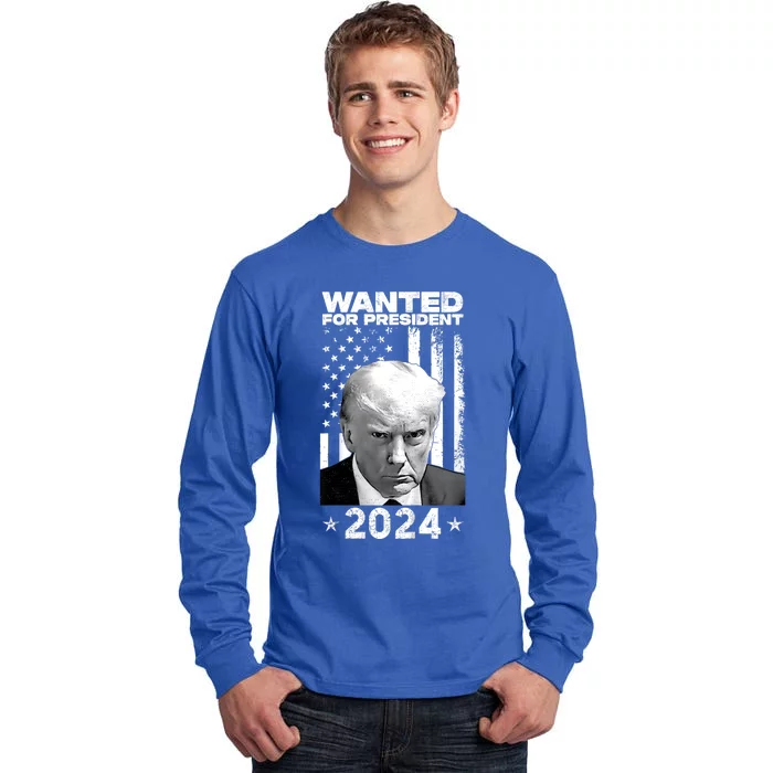 Donald Trump Mug Shot Wanted For U.S. President 2024 Tall Long Sleeve T-Shirt