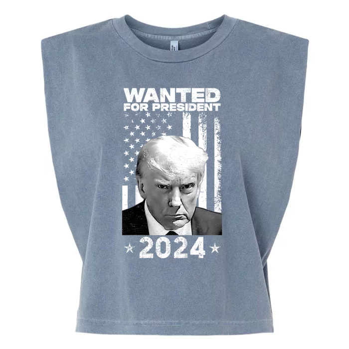 Donald Trump Mug Shot Wanted For U.S. President 2024 Garment-Dyed Women's Muscle Tee