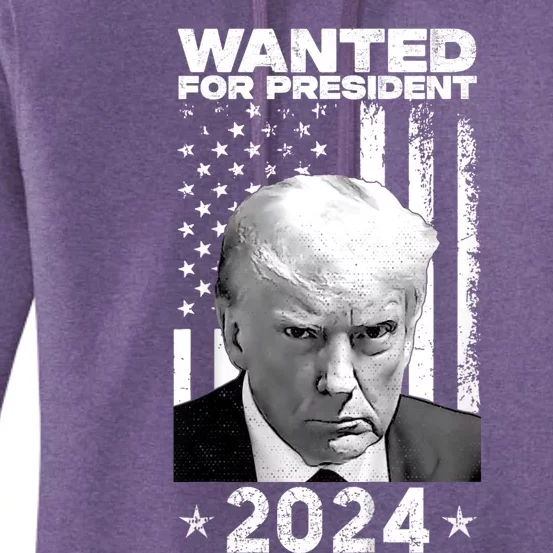 Donald Trump Mug Shot Wanted For U.S. President 2024 Women's Pullover Hoodie