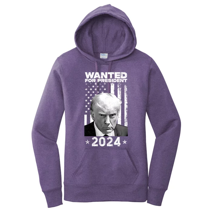 Donald Trump Mug Shot Wanted For U.S. President 2024 Women's Pullover Hoodie