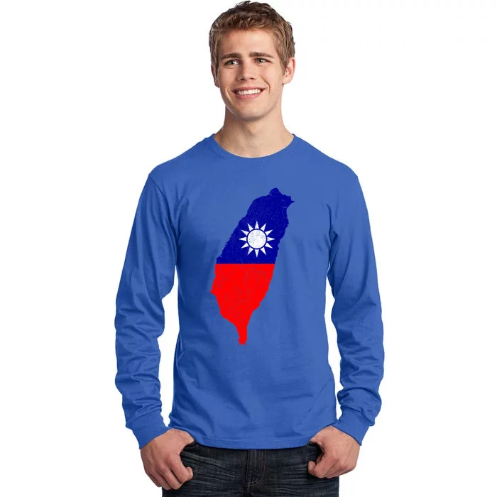 Distressed Taiwan Map Flag Support For Taiwan I Love Taiwan Gift Tall Long Sleeve T-Shirt