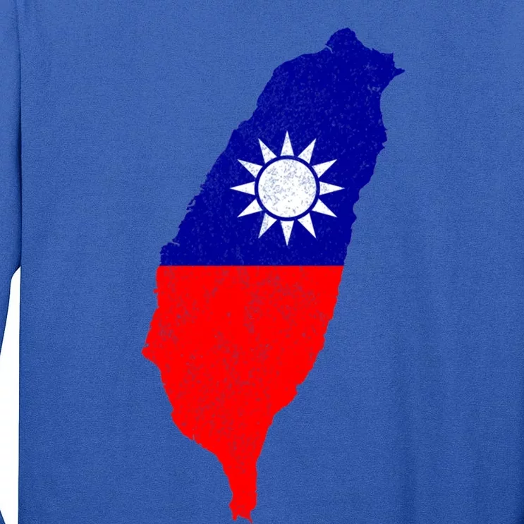 Distressed Taiwan Map Flag Support For Taiwan I Love Taiwan Gift Tall Long Sleeve T-Shirt