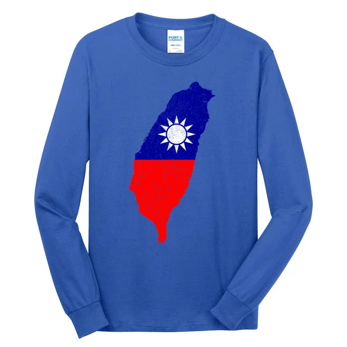 Distressed Taiwan Map Flag Support For Taiwan I Love Taiwan Gift Tall Long Sleeve T-Shirt