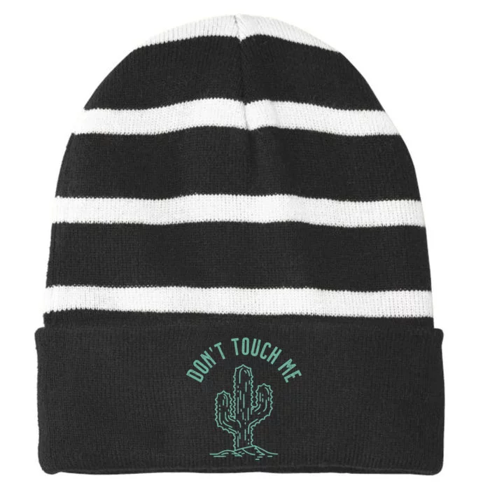 Don't Touch Me Striped Beanie with Solid Band